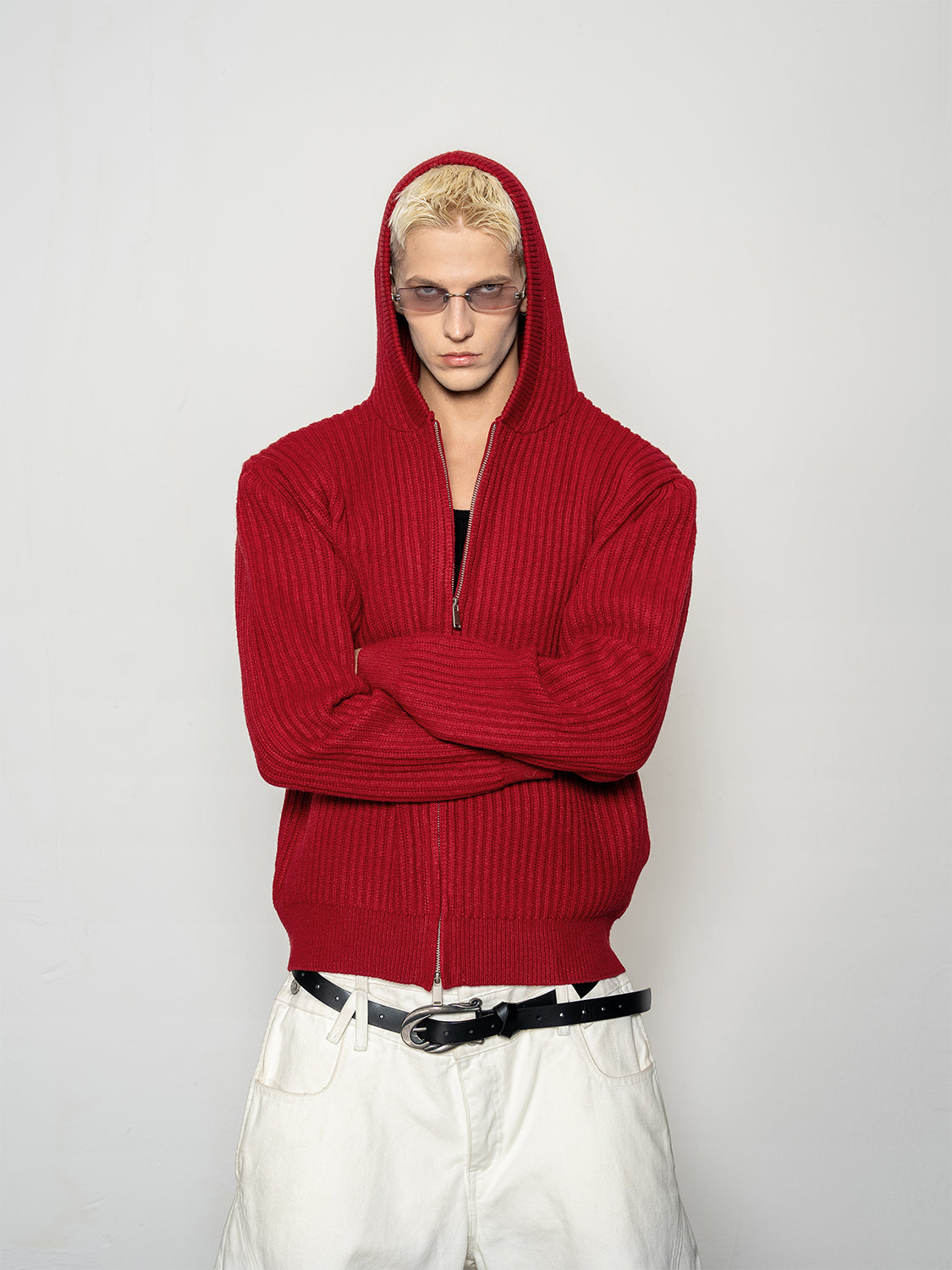 DBW Doublewin Chunky Knit Zip-Up Hoodie