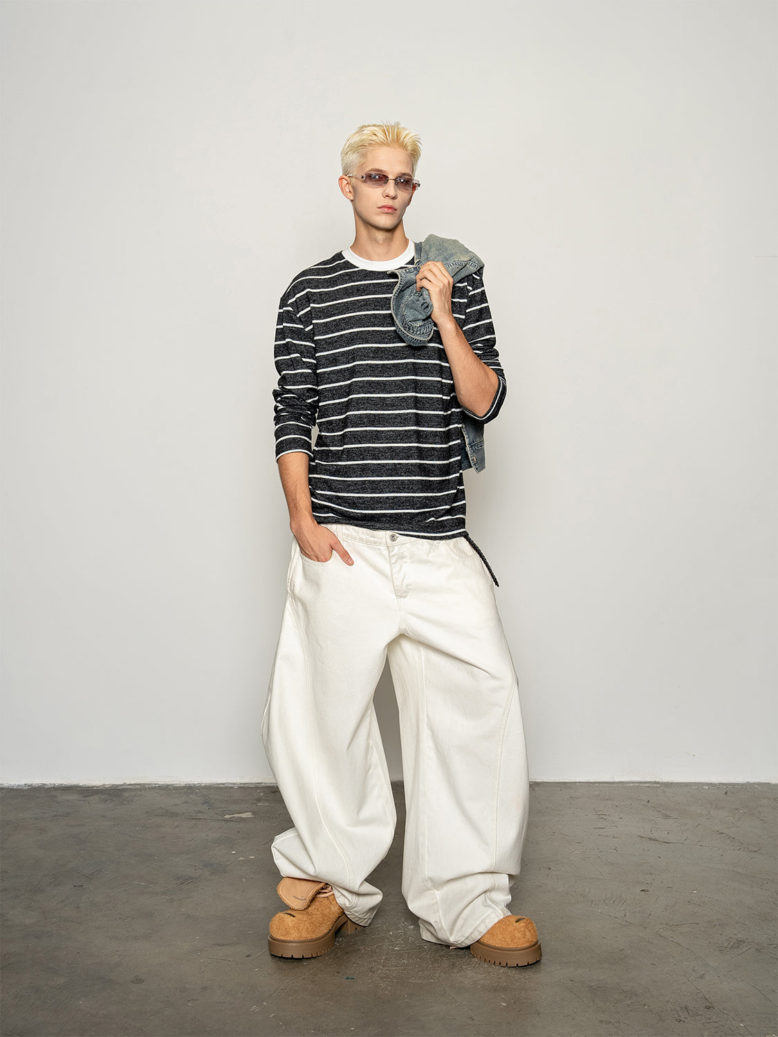 DBW Doublewin Color-Block Knit Striped Long Sleeve Sweater
