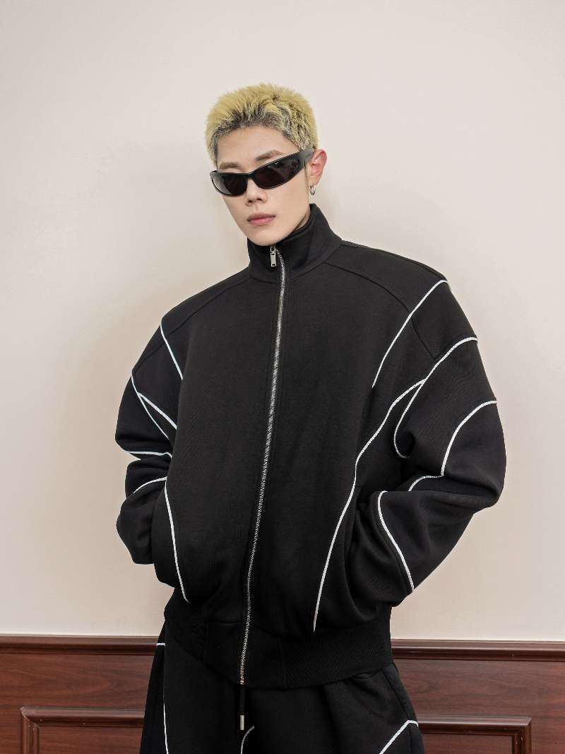 DBW Doublewin Black White Stripe Sweatsuit Set