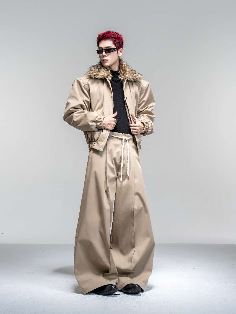 DBW Doublewin Detachable Curly Fur Collar Quilted Jacket Set