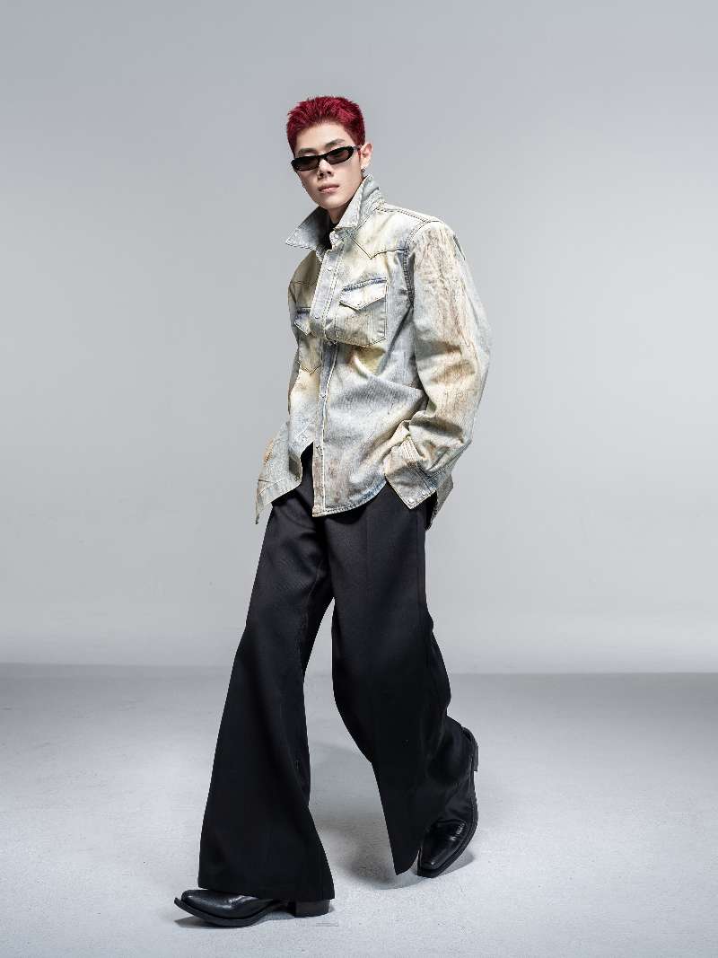 DBW Doublewin Distressed Dirty Denim Shirt