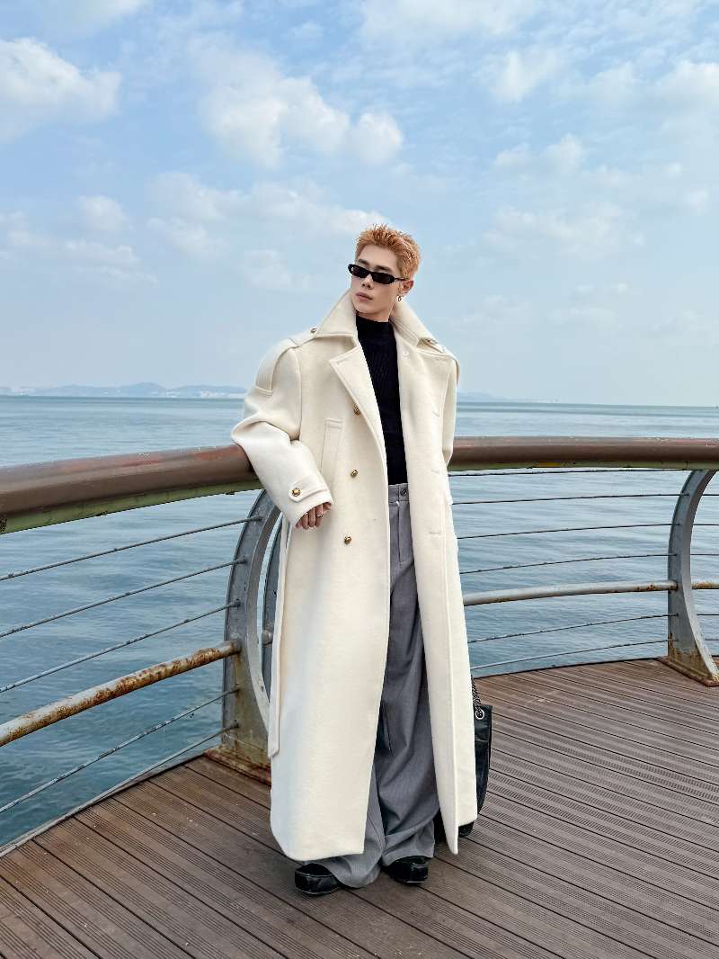 DBW Doublewin Double-Breasted Epaulet Long Coat