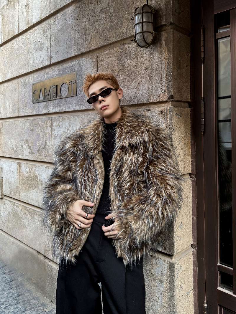 DBW Doublewin Long-Pile Large Lapel Coat