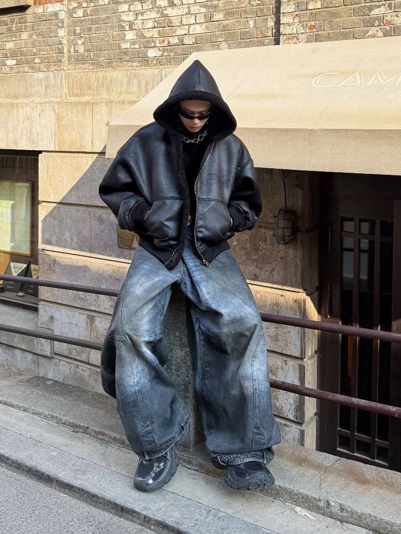 DBW Doublewin Vintage Reversible Design Hooded Zip-Up Jacket