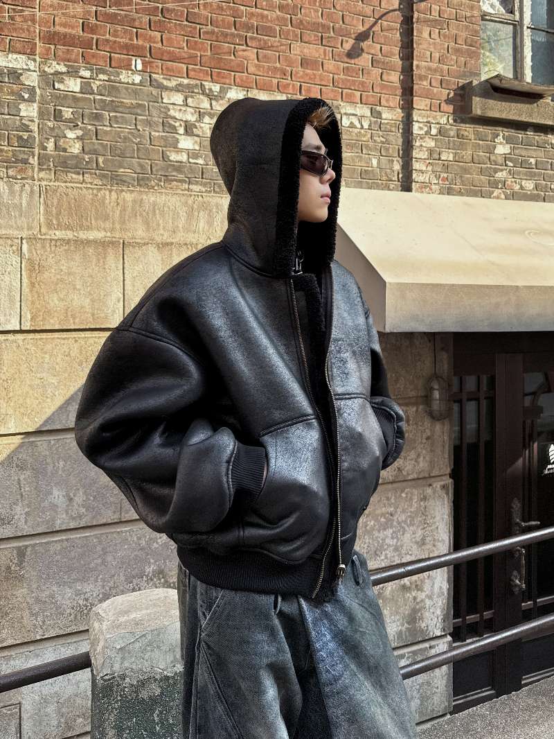 DBW Doublewin Vintage Reversible Design Hooded Zip-Up Jacket