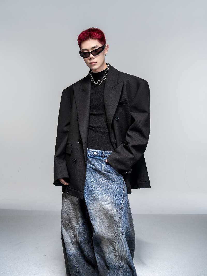 DBW Doublewin Black Waistband Inverted Casual Blazer