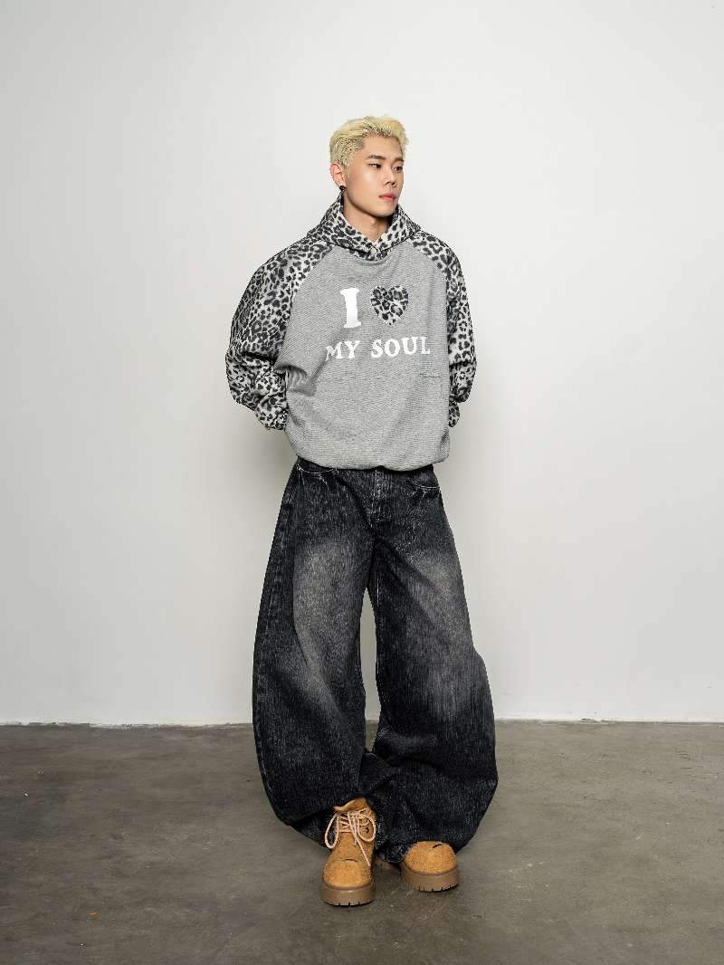 DBW Doublewin "I LOVE MY SOUL" Leopard Print Hoodie