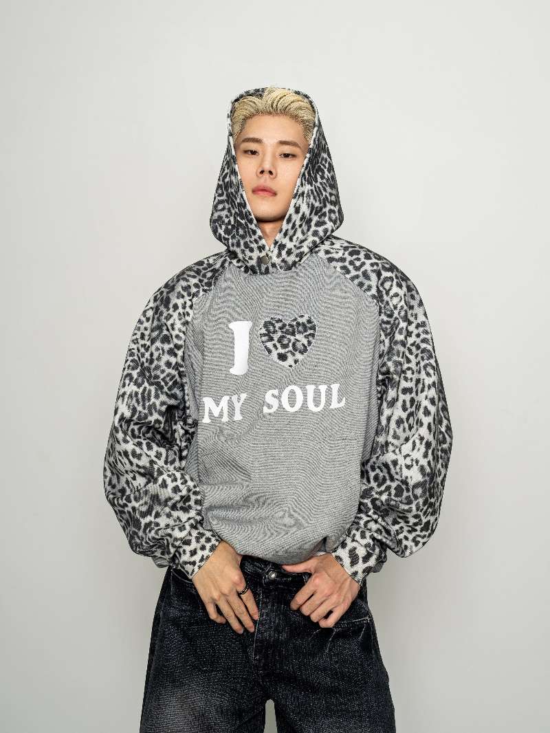 DBW Doublewin "I LOVE MY SOUL" Leopard Print Hoodie