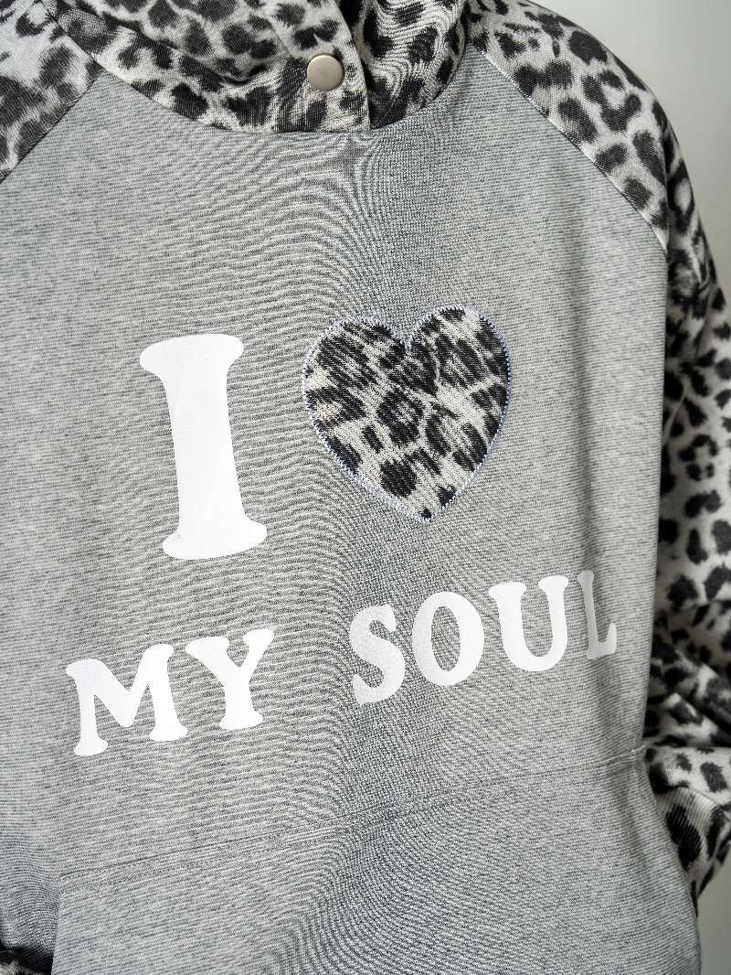 DBW Doublewin "I LOVE MY SOUL" Leopard Print Hoodie