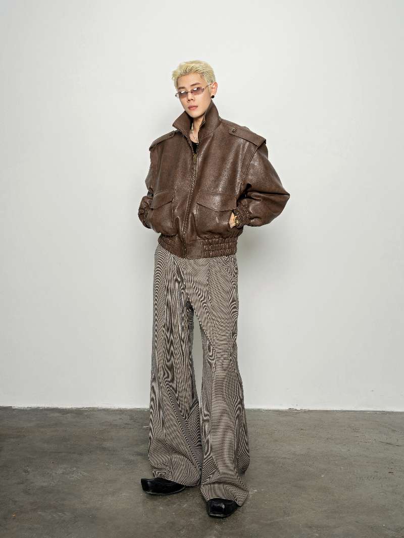 DBW Doublewin Oversized High-Neck Leather Jacket