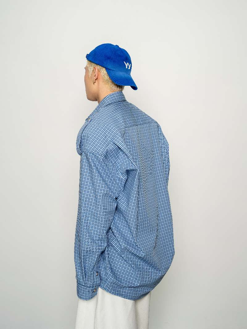 DBW Doublewin Vintage Blue Plaid Fashion Oversized Drop-Shoulder Shirt