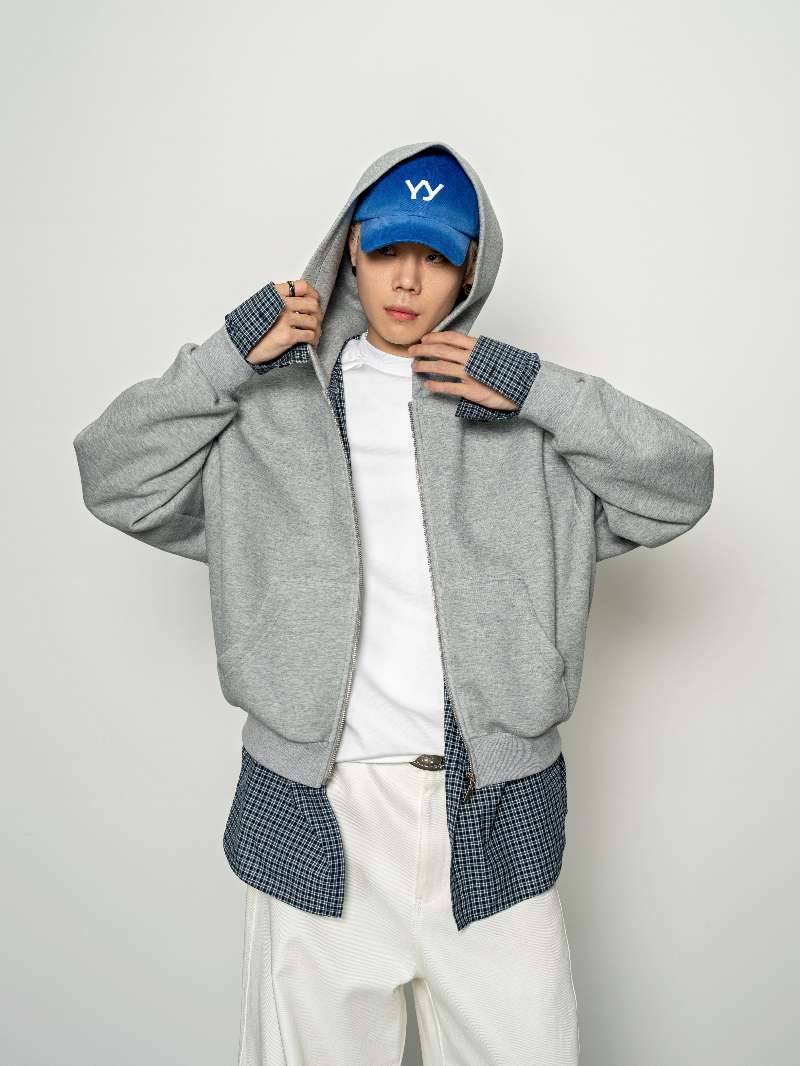 DBW Doublewin False Two-Layer Knit Plaid Panel Hooded Sweatshirt