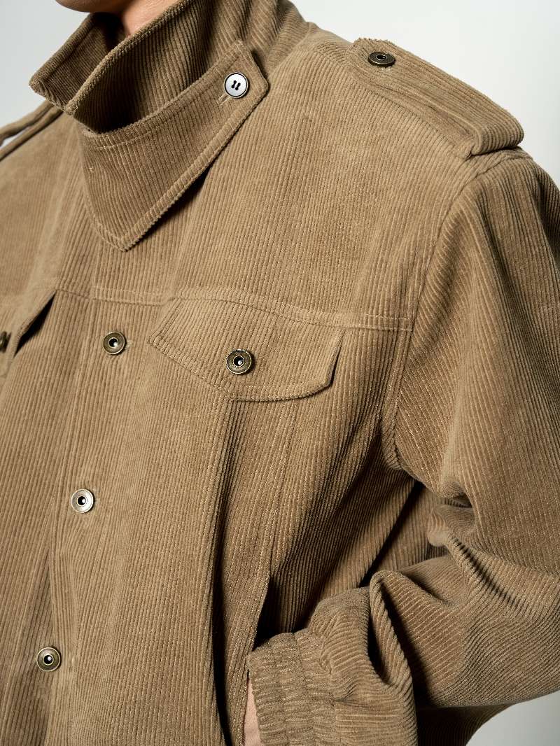 DBW Doublewin Khaki Corduroy Notch Lapel Square Shoulder Jacket