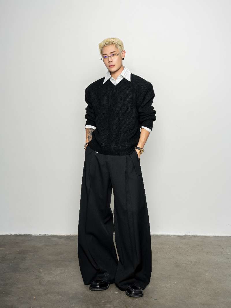 DBW Doublewin Distressed False Two-Layer Knit Shirt