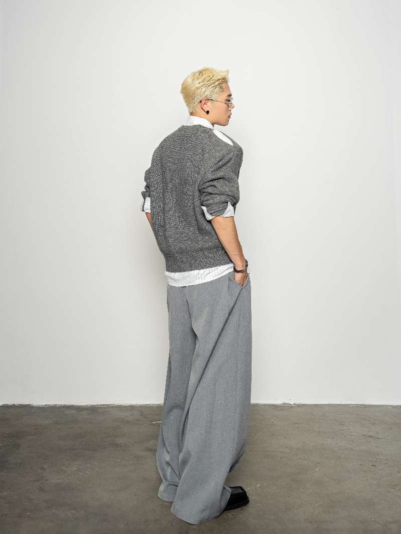 DBW Doublewin Distressed False Two-Layer Knit Shirt