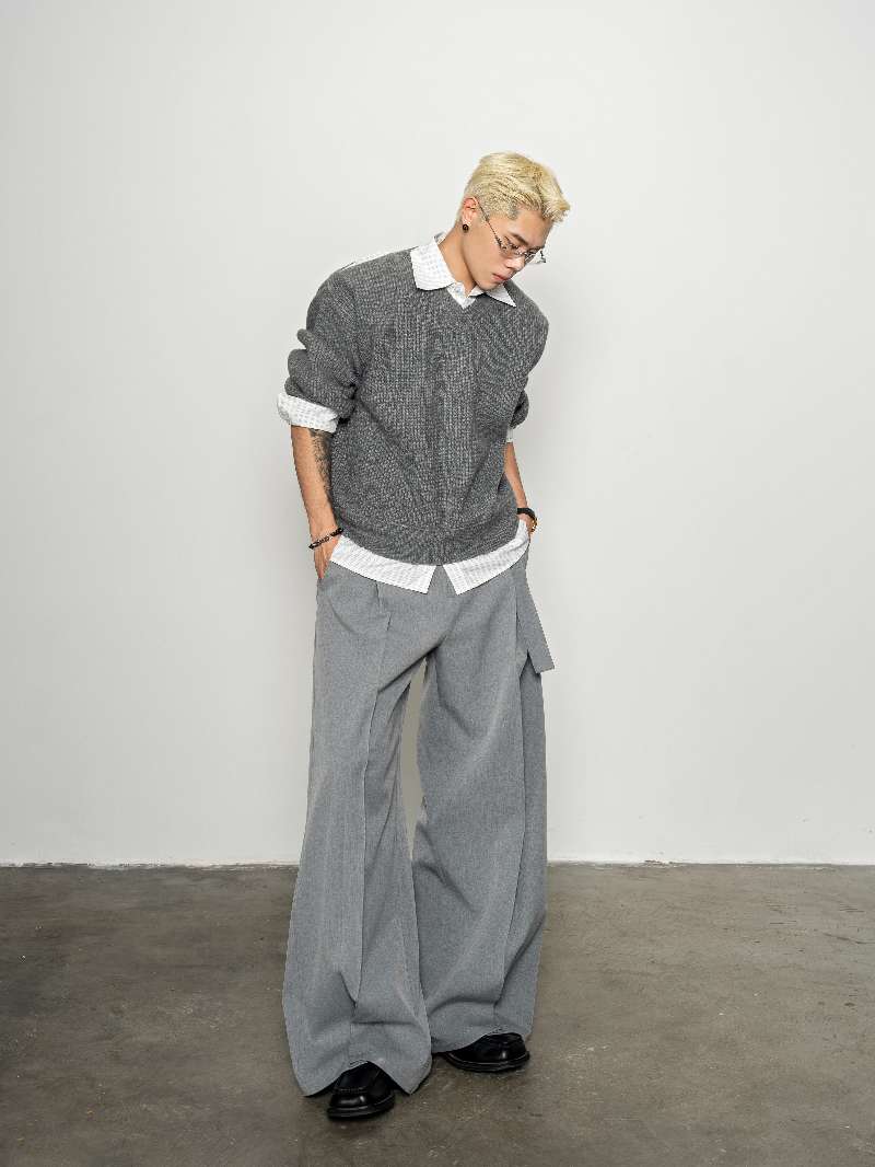 DBW Doublewin Distressed False Two-Layer Knit Shirt