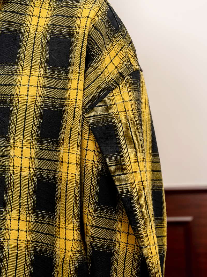 DBW Doublewin Vintage Yellow Black Check Scimitar Sleeve Oversized Shirt