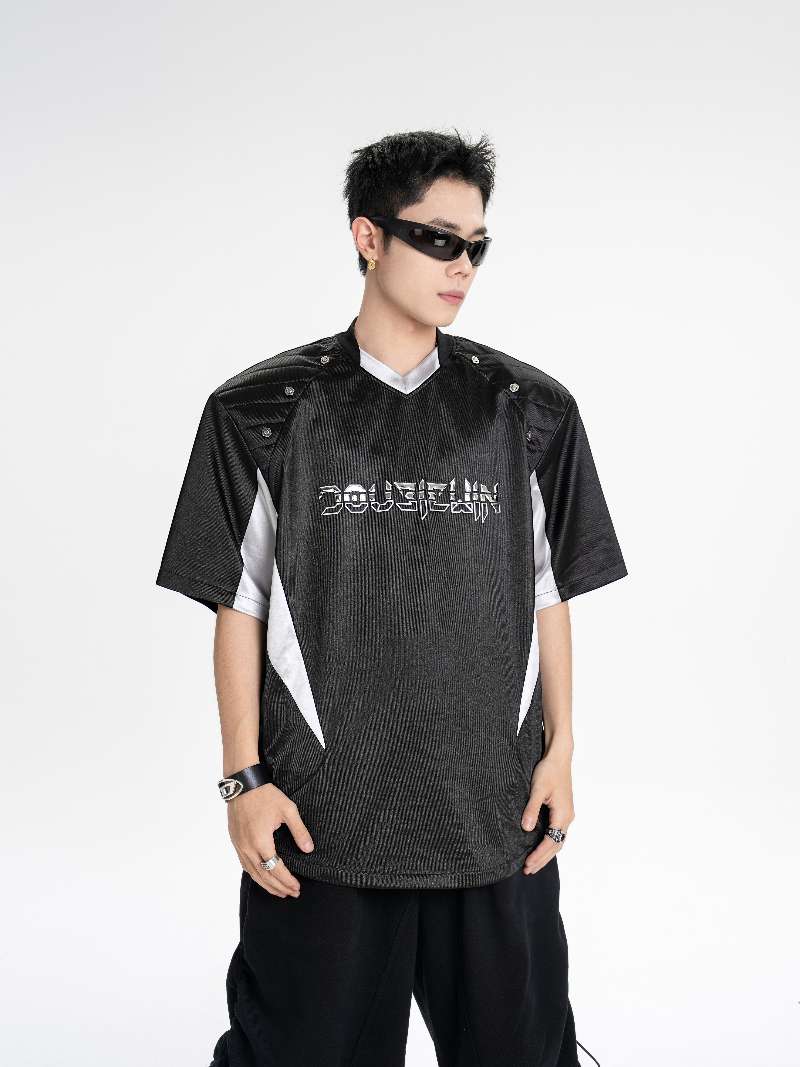 DBW Doublewin Metallic Print Color Block T-Shirt
