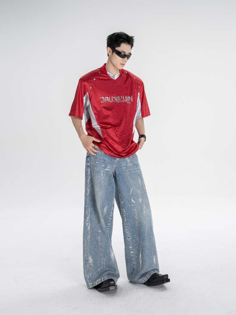 DBW Doublewin Metallic Print Color Block T-Shirt