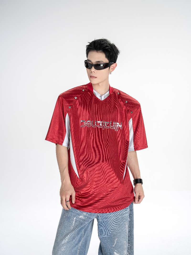DBW Doublewin Metallic Print Color Block T-Shirt