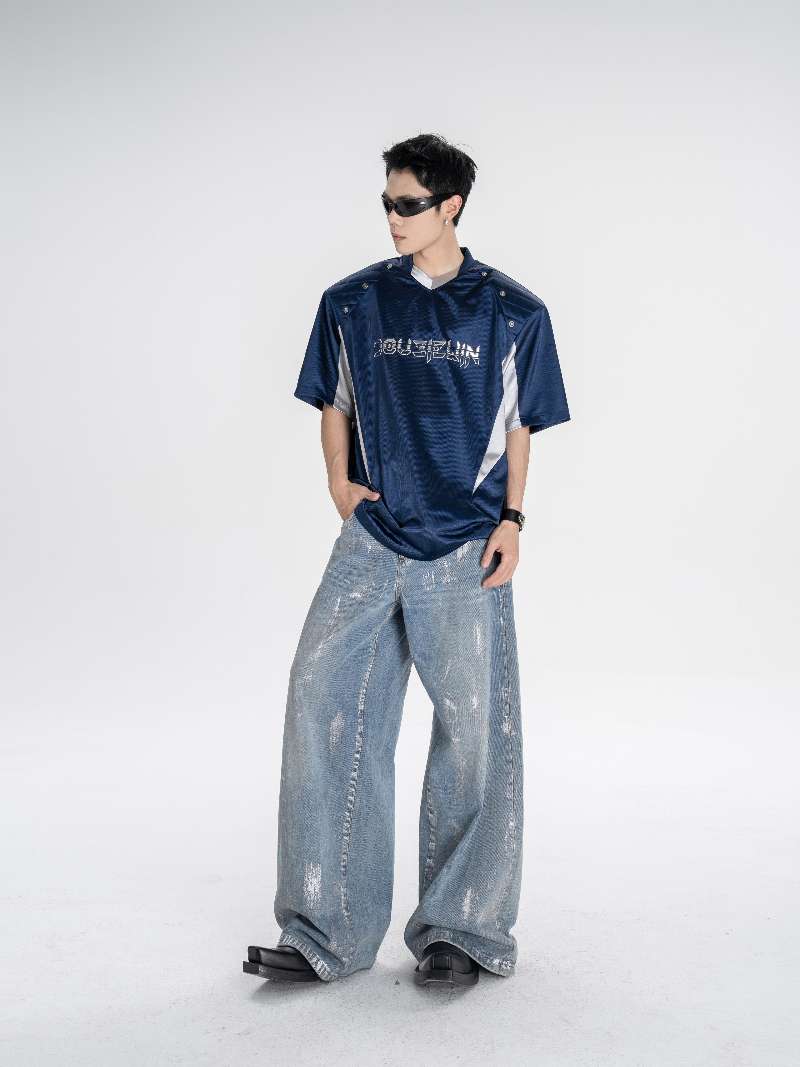 DBW Doublewin Metallic Print Color Block T-Shirt