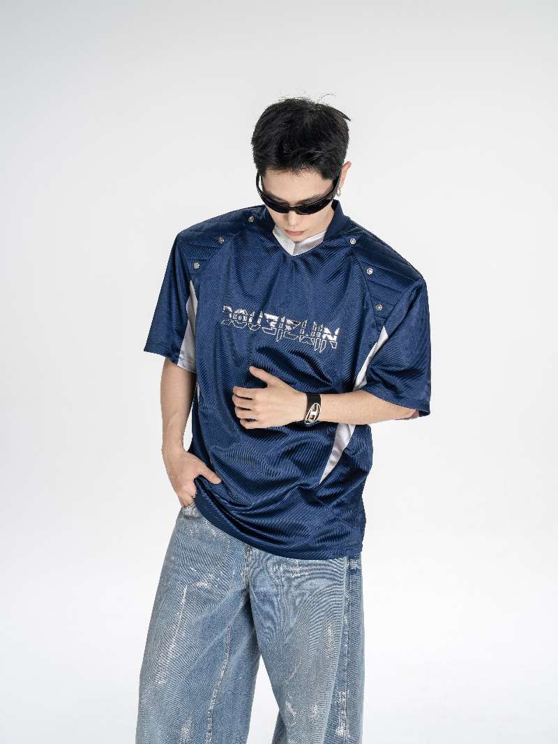 DBW Doublewin Metallic Print Color Block T-Shirt
