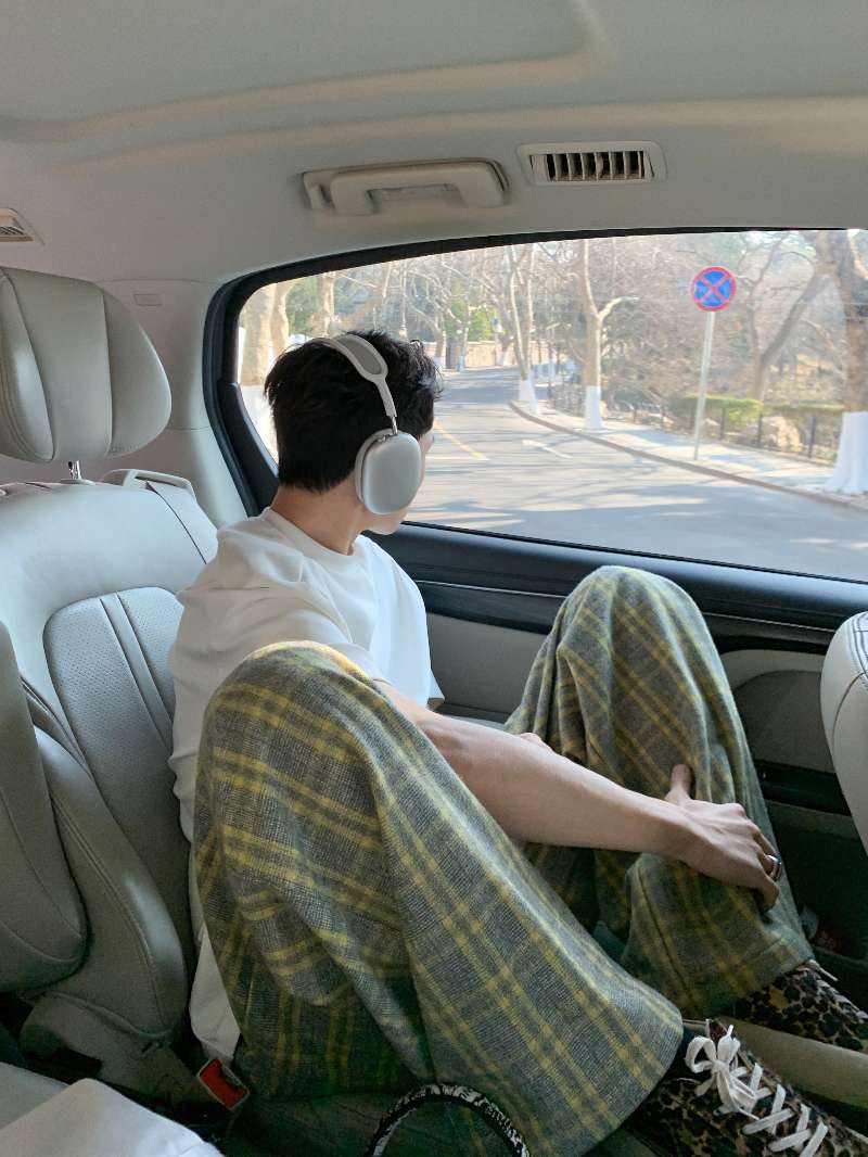 DBW Doublewin Yellow Green Check Wool Blend Casual Trousers