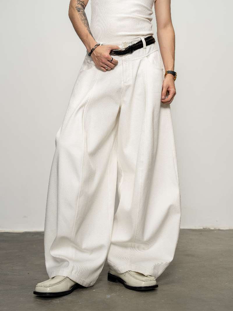 DBW Doublewin White Oversized Casual Trousers