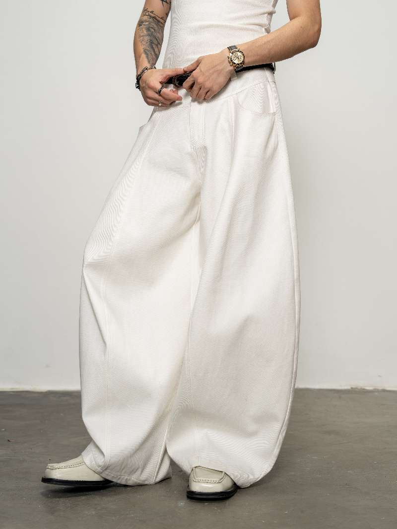 DBW Doublewin White Oversized Casual Trousers