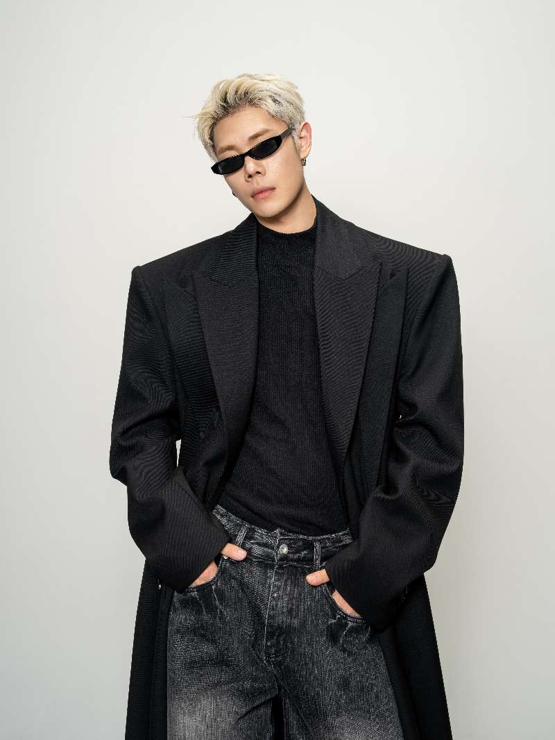DBW Doublewin Double Peaked Lapel False Two-Layer Long Coat
