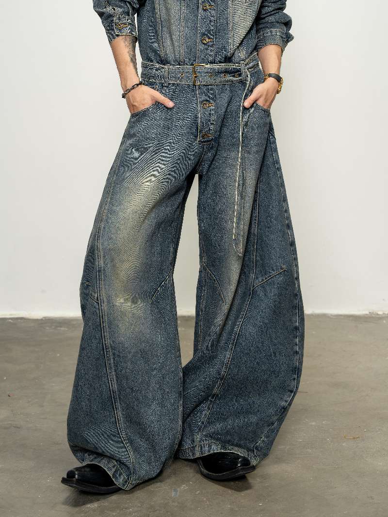 DBW Doublewin Washed Denim Scimitar Jumpsuit