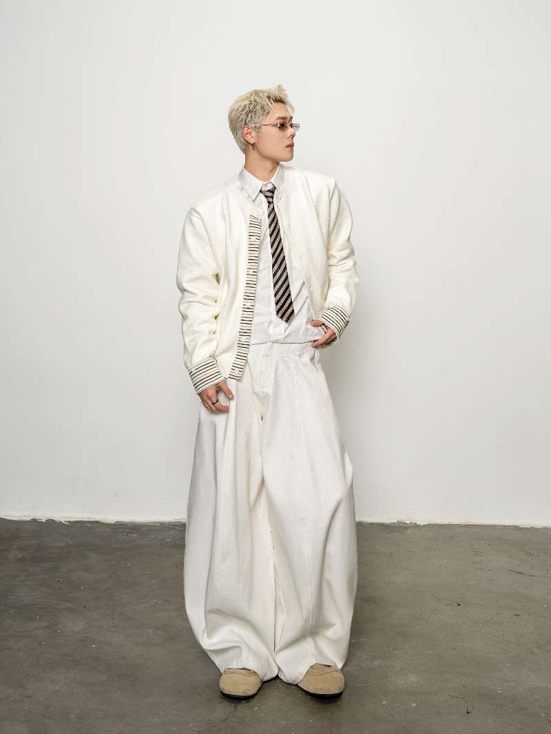DBW Doublewin Striped Panel Cardigan Sweater