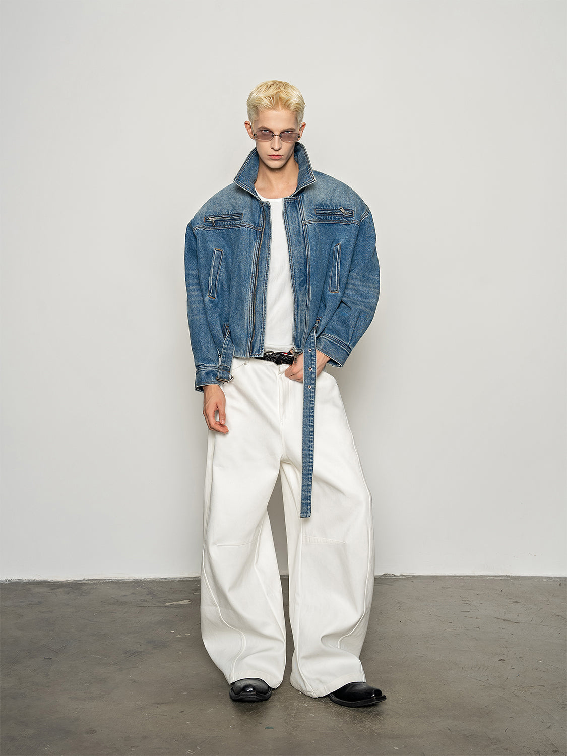 DBW Doublewin Vintage Washed Belted Denim Jacket