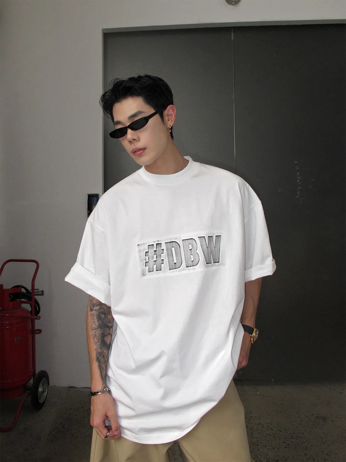 DBW Doublewin #BDW Embossed Print Short Sleeve T-Shirt