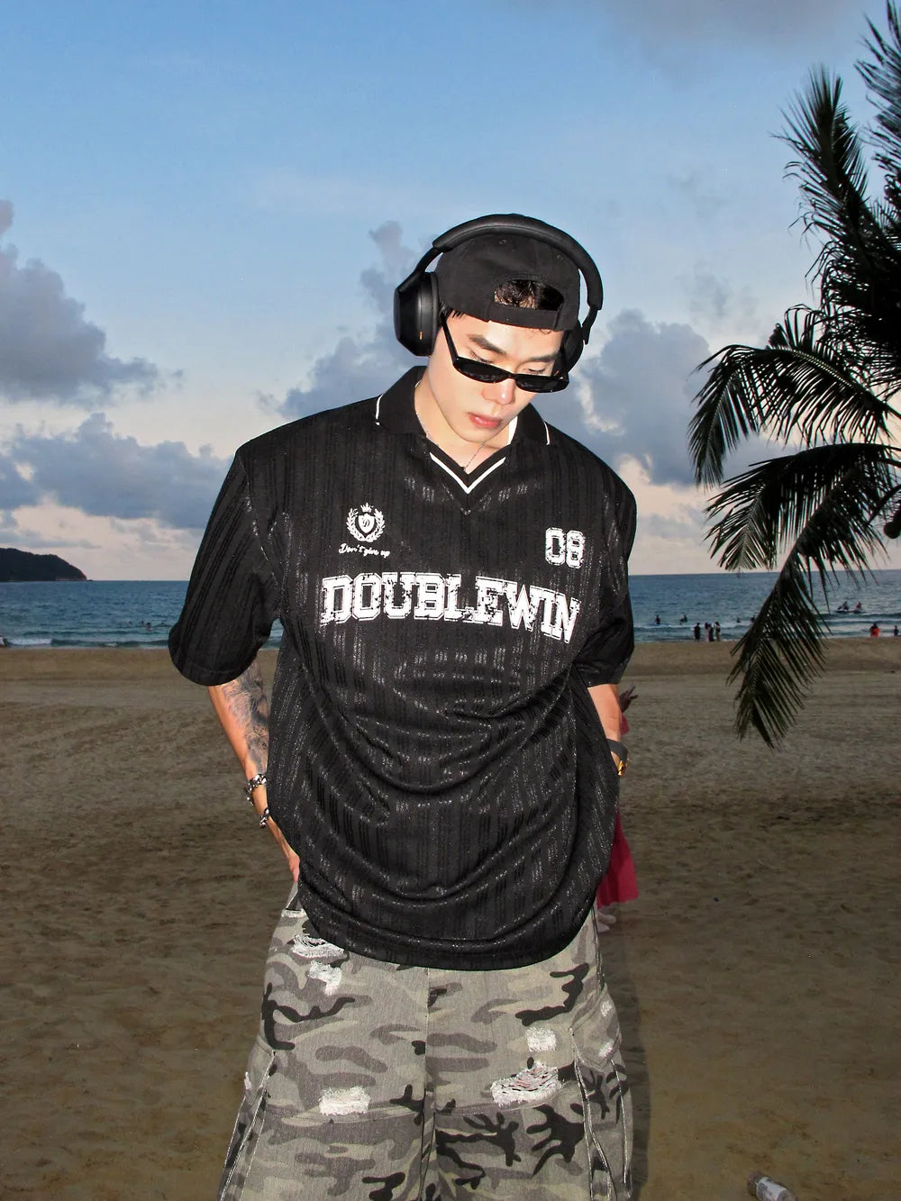 DBW Doublewin Color-Block Rib Collar Baseball Shirt