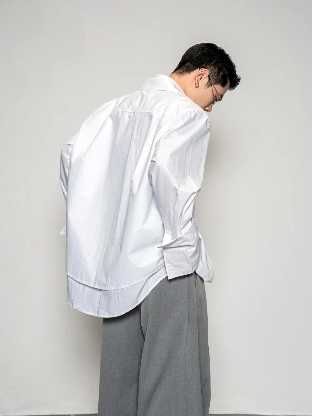 DBW Doublewin Deconstructed False Two-Layer Solid Long Sleeve Shirt