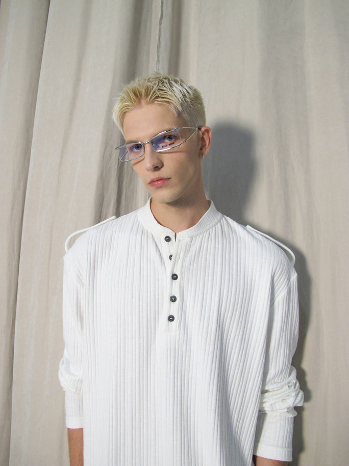 DBW Doublewin Epaulet Detail Henley Knit Shirt