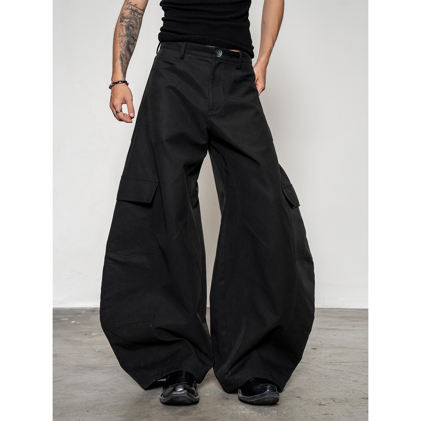DBW Doublewin large pocket wide leg scimitar casual pants