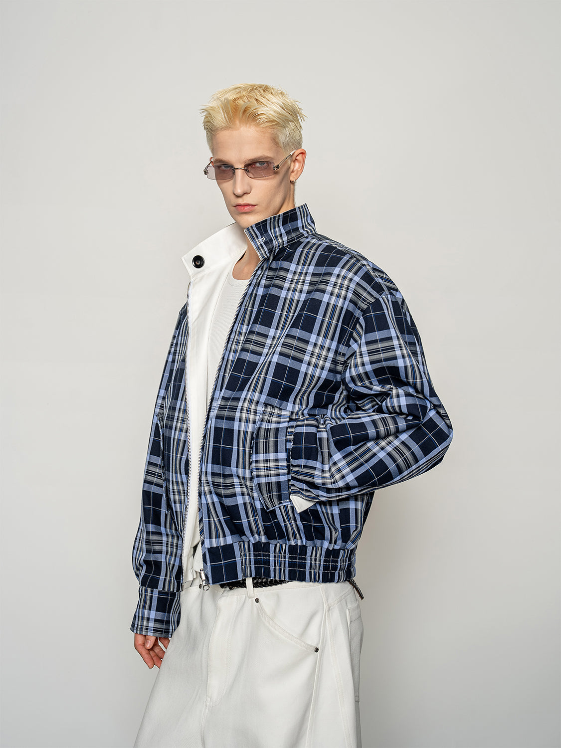 DBW Doublewin Reversible Color-Block Plaid Jacket
