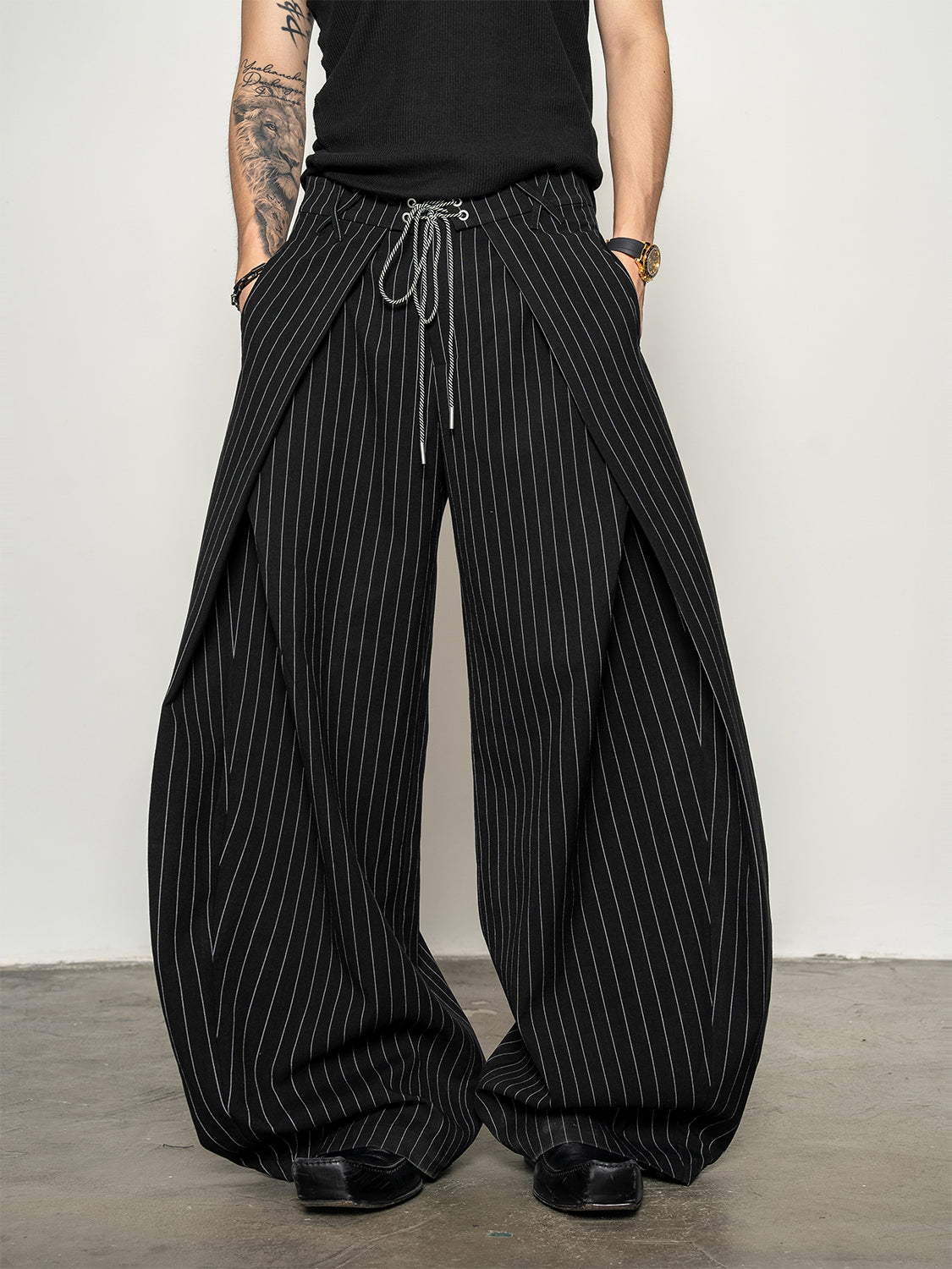 DBW Doublewin Deconstructed Striped Tie-Waist Casual Pants