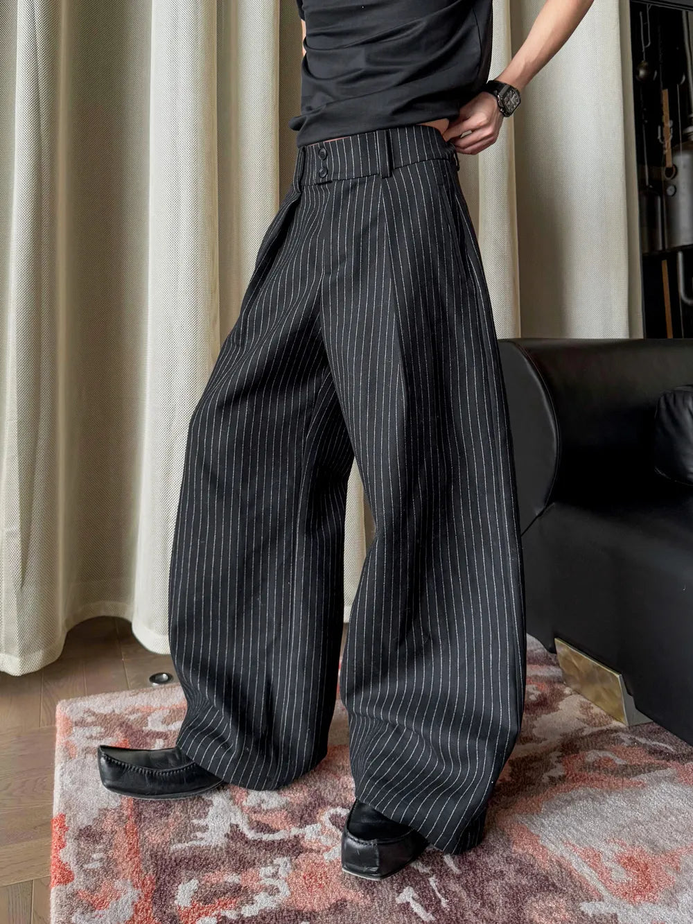 DBW Doublewin Wool Stripe Velvet Contrast Suit Set