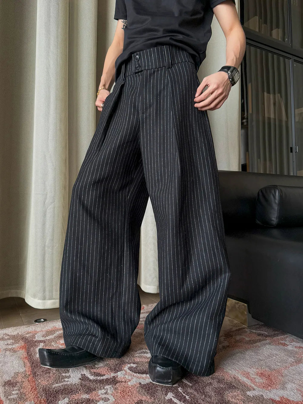 DBW Doublewin Wool Stripe Velvet Contrast Suit Set