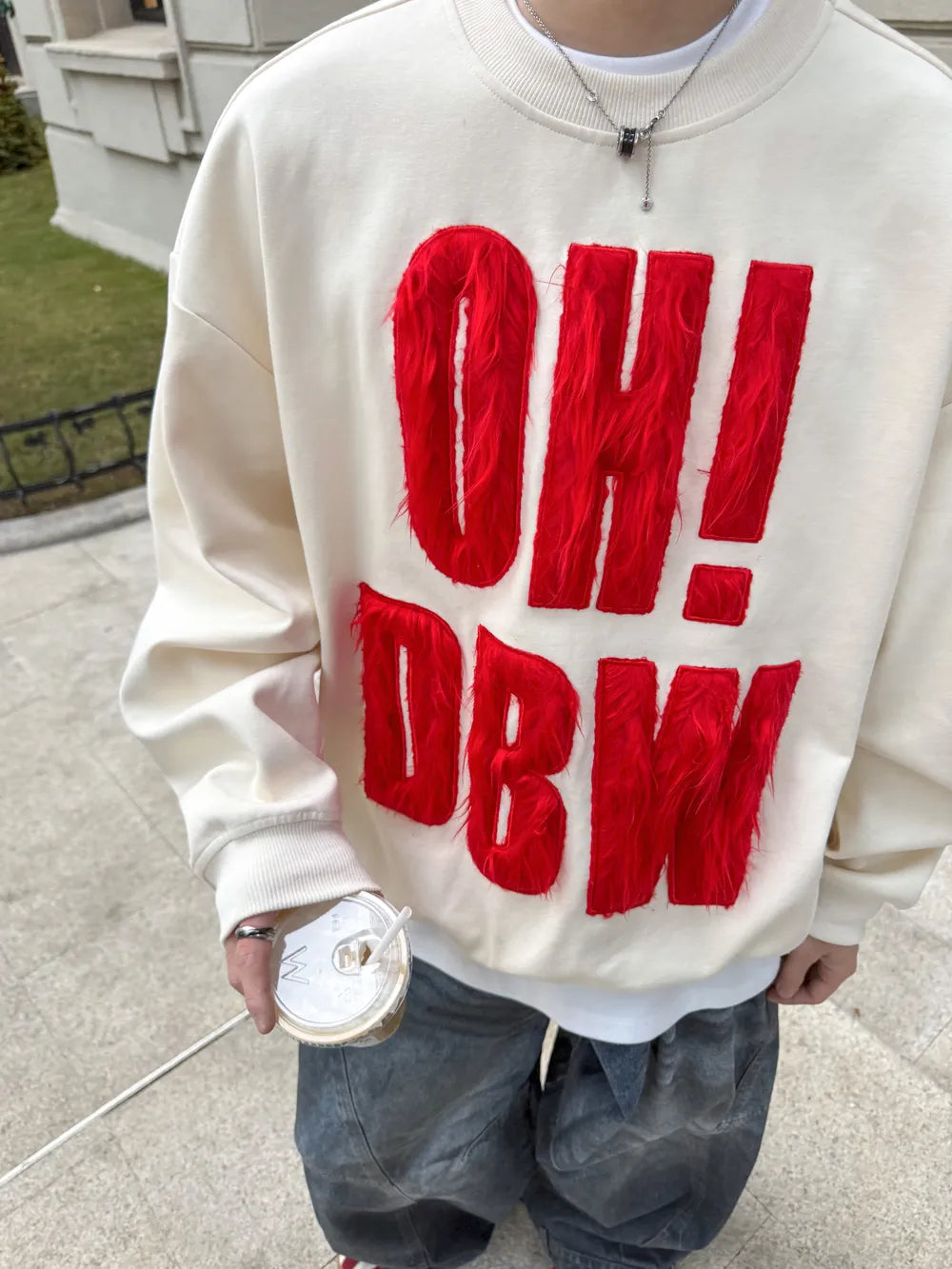 DBW Doublewin Long-Pile Embroidered Heavyweight Crewneck Sweatshirt