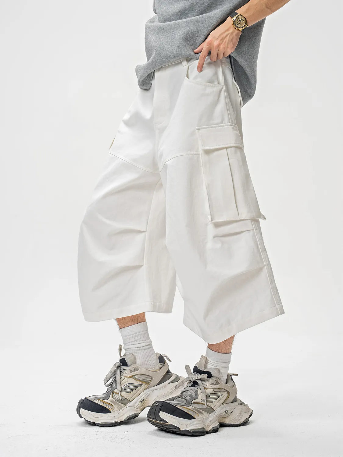 DBW Doublewin White Twill Relaxed Fit 7/10 Length Utility Pants