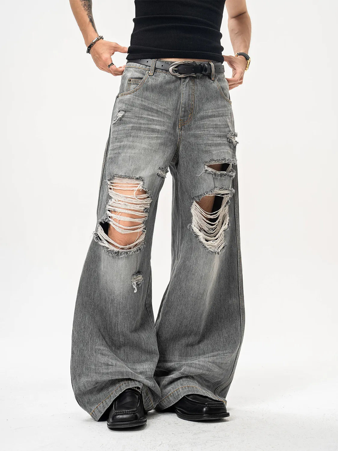 DBW Doublewin Distressed Design Straight Leg Jeans