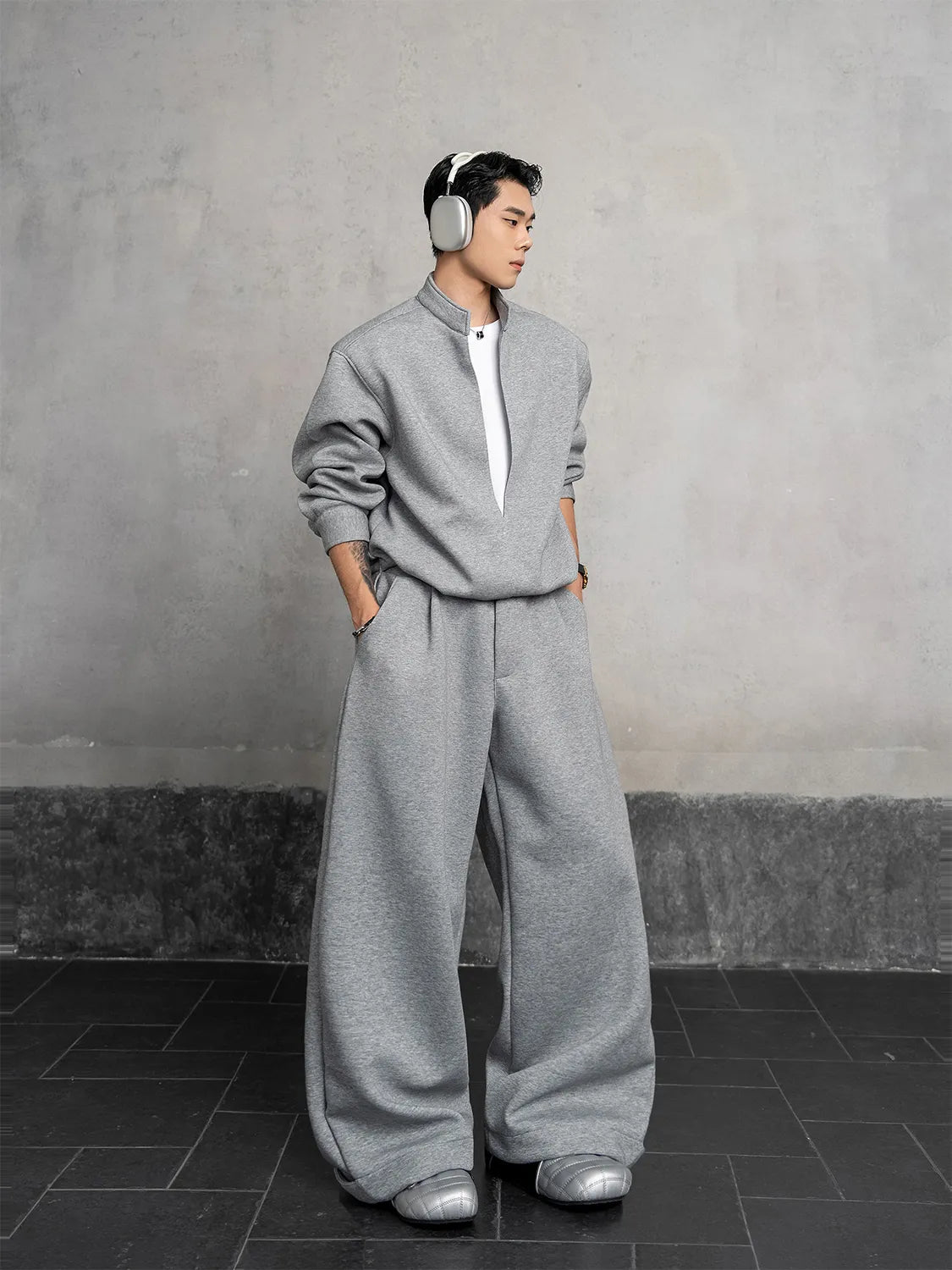 DBW Doublewin Holiday False Two-Layer Open Front Stand Collar Leisure Set