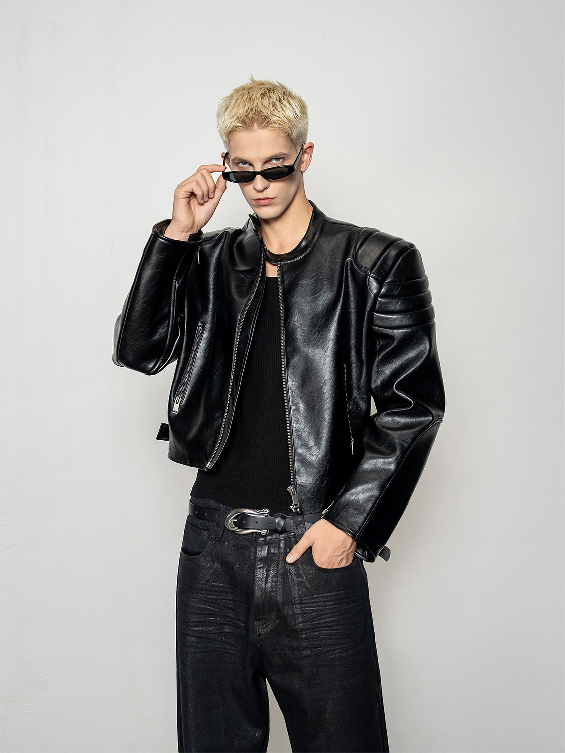 DBW Doublewin Wide-Shoulder Cropped Motorcycle Jacket