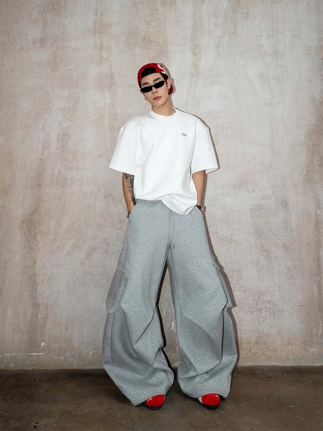 DBW Doublewin Airy Multi-Pocket Scimitar Hem Casual Pants
