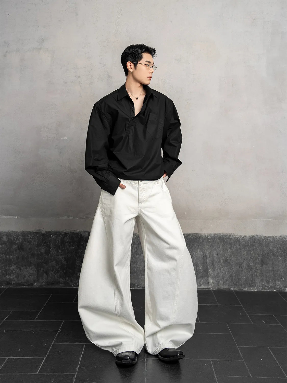 DBW Doublewin Asymmetrical Notch Lapel Casual Shirt