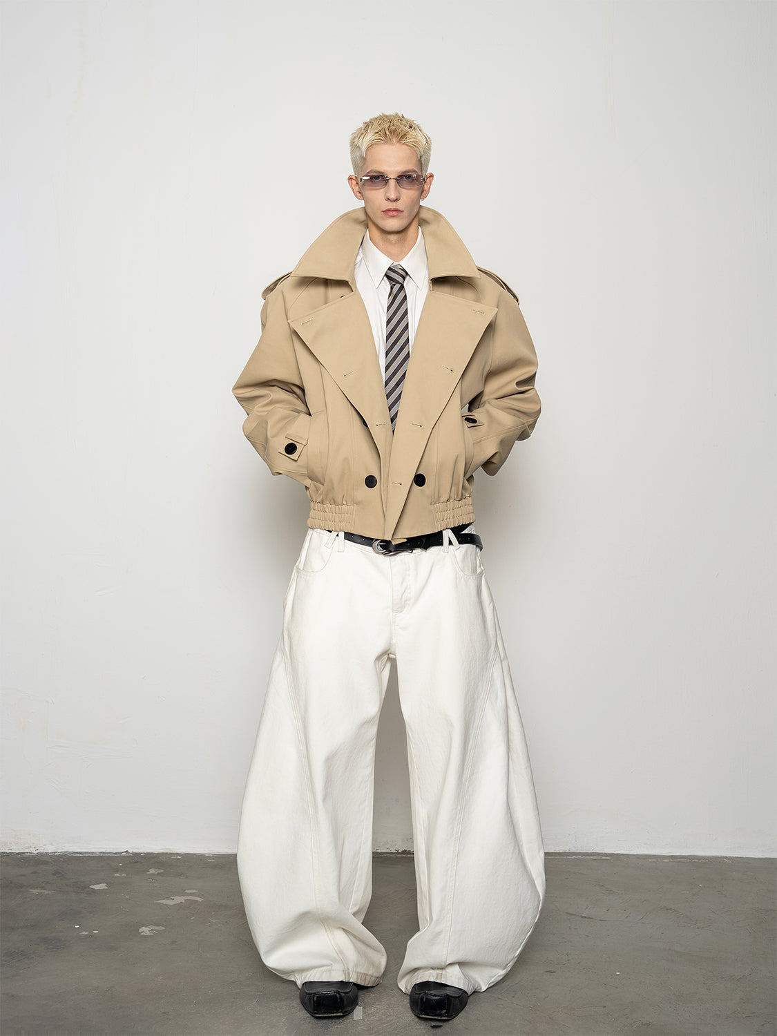 DBW Doublewin Vintage Classic Wide Lapel Short Trench Coat